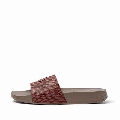 Fitflop Men's IQUSHION Pool Slides Sandals - Red Brown, OI5642178